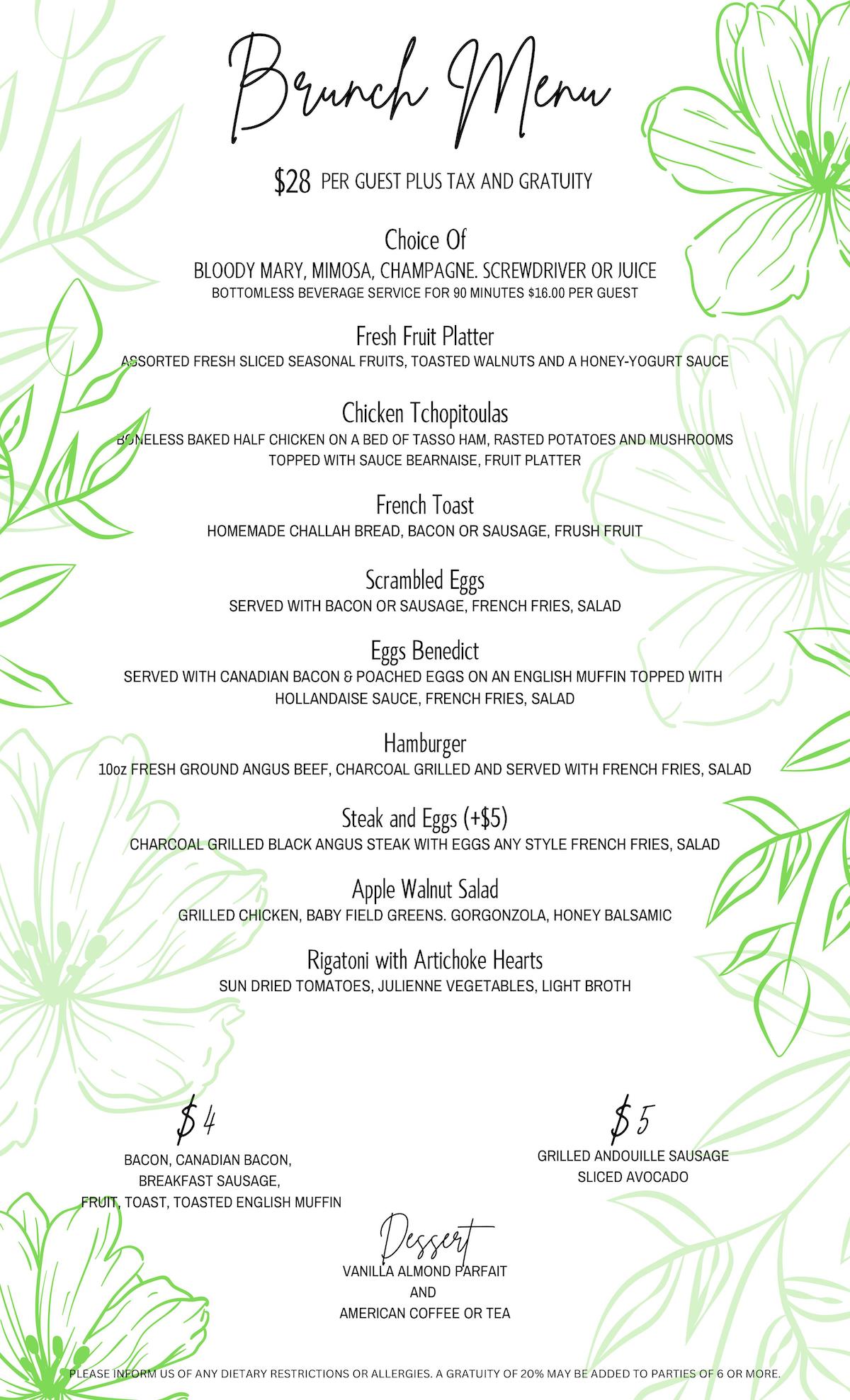Crabtrees Restaurant Brunch Menu