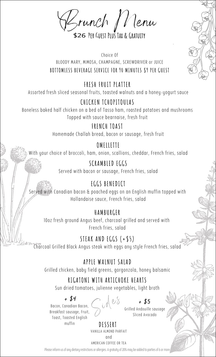 Crabtrees Restaurant Brunch Menu